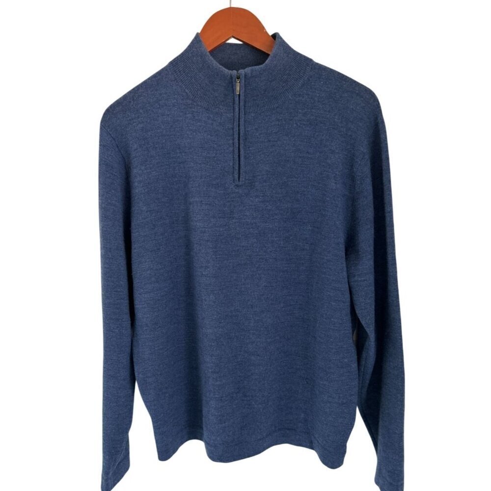Garret Scott Extra Fine Merino Wool 1/4 Zip Pullover Knit Sweater Preppy